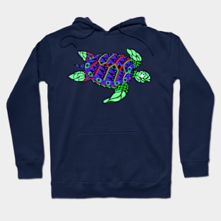 caguama carey turtle of the summer ocean reef ecopop art Hoodie